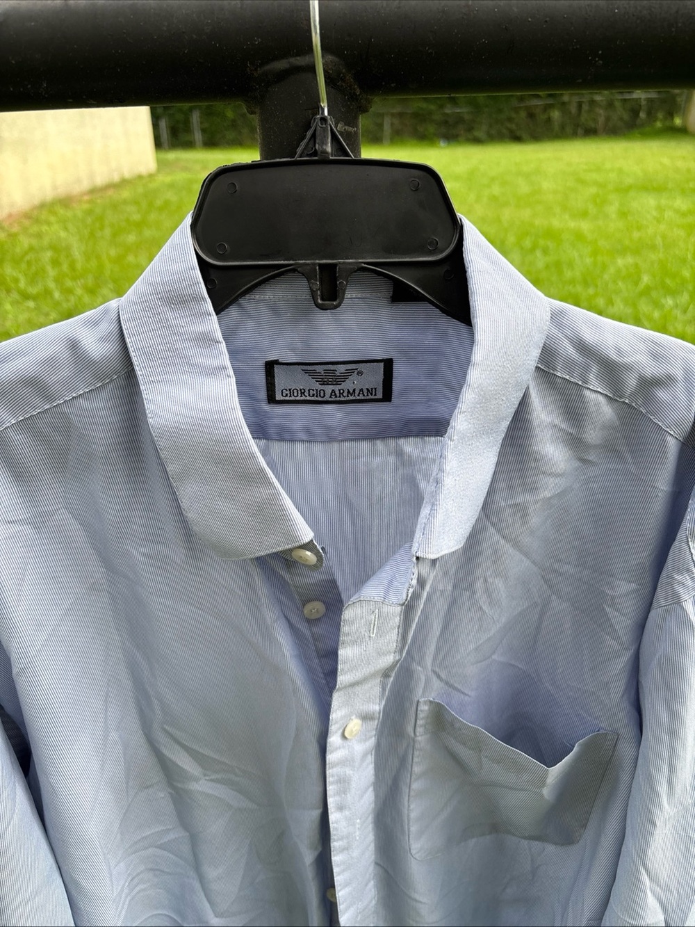 Giorgio Armani Light Blue Men's Cotton Button-Front Dress Shirt